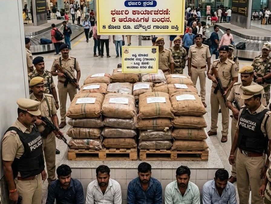 ಬೆಂಗಳೂರು ವಿಮಾನ ನಿಲ್ದಾಣದಲ್ಲಿ ಭರ್ಜರಿ ಬೇಟೆ: ₹8.68 ಕೋಟಿ ಮೌಲ್ಯದ ಹೈಡ್ರೋಪೋನಿಕ್ ಗಾಂಜಾ ಜಪ್ತಿ, ಐವರು ಅಂತರರಾಷ್ಟ್ರೀಯ ಪೆಡ್ಲರ್‌ಗಳ ಬಂಧನ!