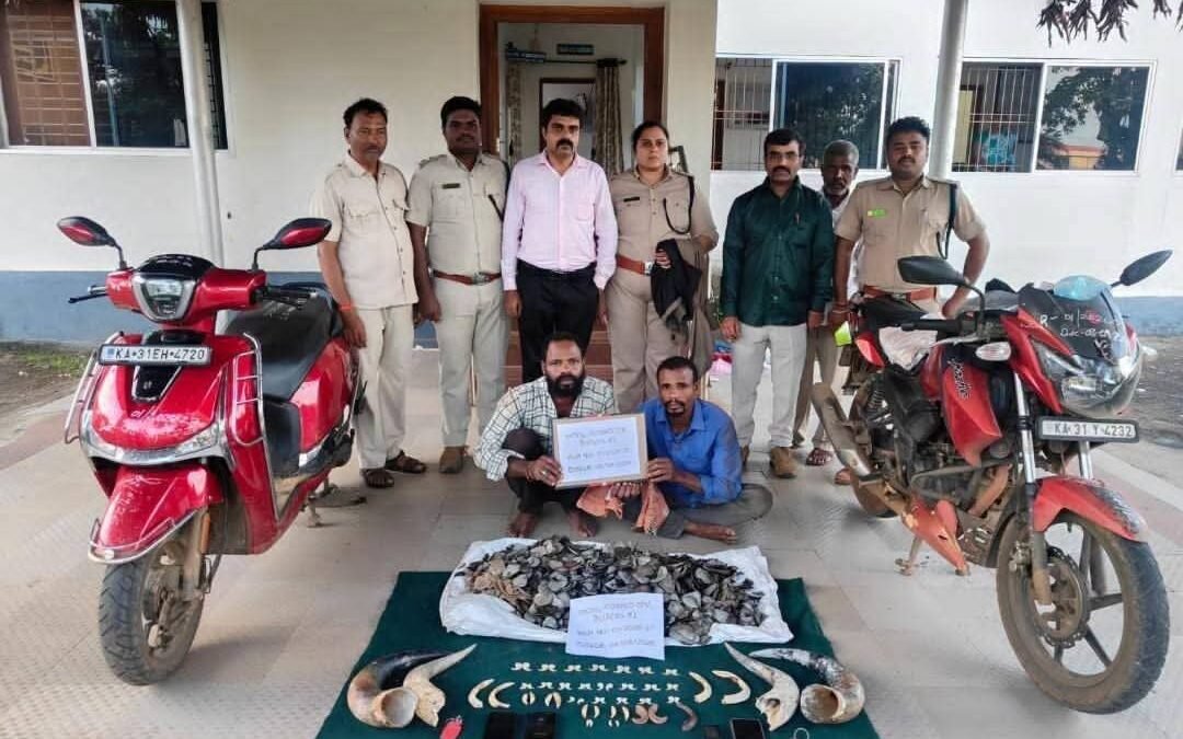 ಯಲ್ಲಾಪುರದಲ್ಲಿ ಭಾರಿ ಪ್ರಮಾಣದ ವನ್ಯಜೀವಿ ವಸ್ತುಗಳ ಜಪ್ತಿ: ಇಬ್ಬರು ಆರೋಪಿಗಳ ಬಂಧನ